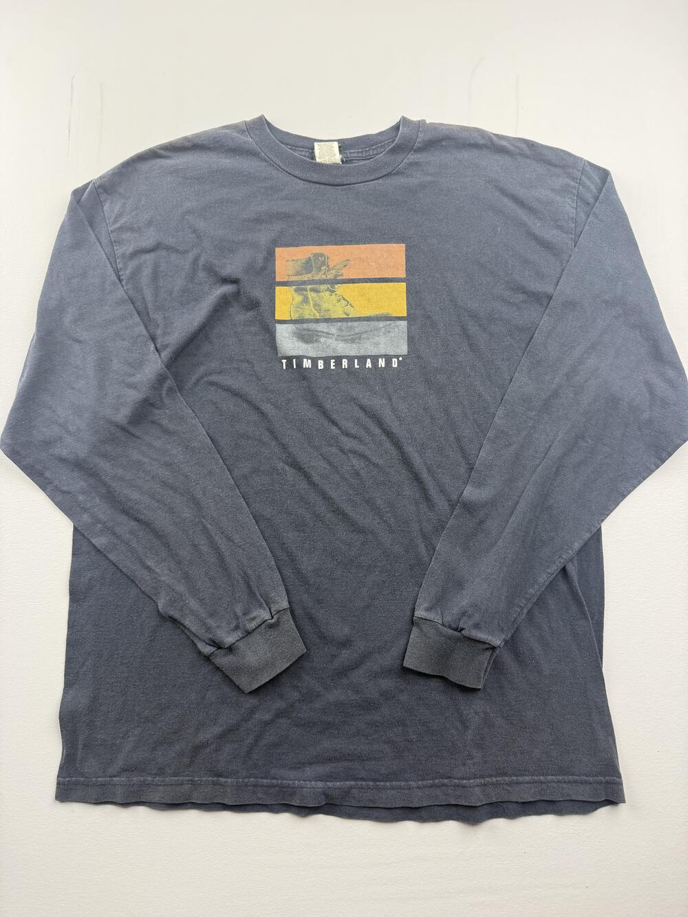 Timberland Shirt Mens Large Blue Long Sleeve Logo Graphic Tee Outdoor Nature